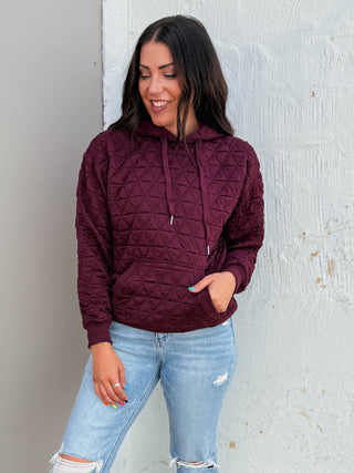 Tori Quilted Hoodie-Wine