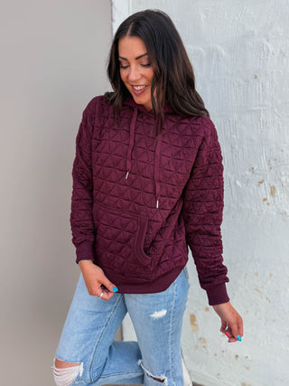 Tori Quilted Hoodie-Wine