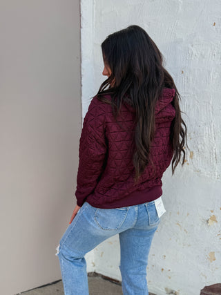 Tori Quilted Hoodie-Wine