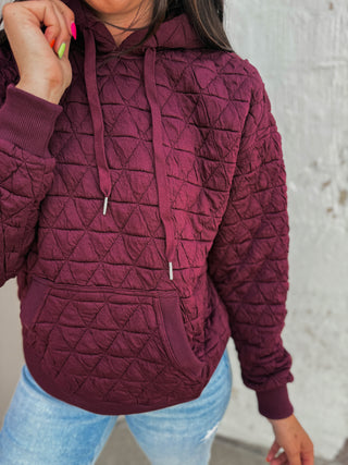 Tori Quilted Hoodie-Wine
