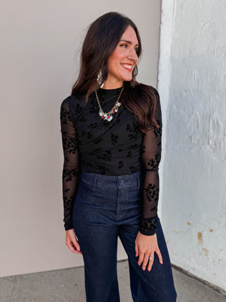 Kandace Floral Bodysuit-Black