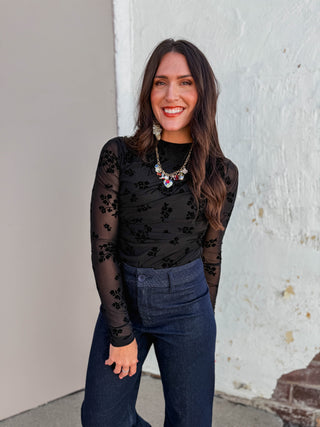 Kandace Floral Bodysuit-Black