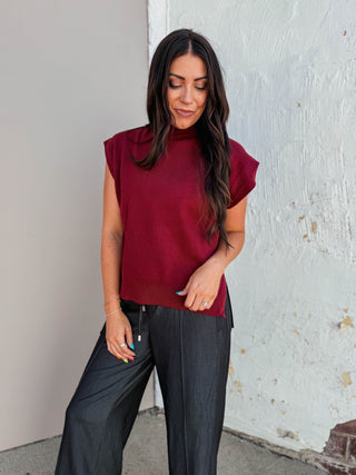 Danielle Knit Top-Burgundy