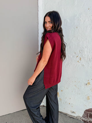 Danielle Knit Top-Burgundy