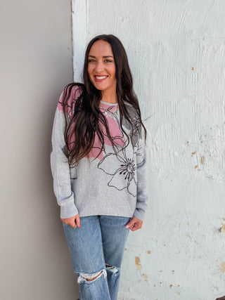 Shannon Floral Sweater-Grey