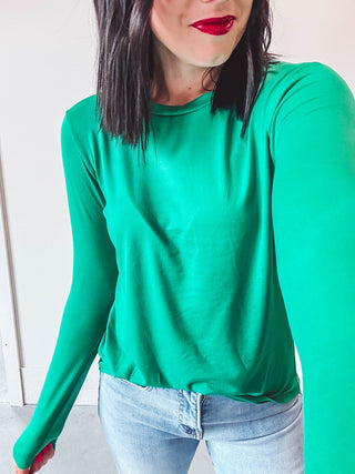 Karter Long Sleeve Top-Kelly Green