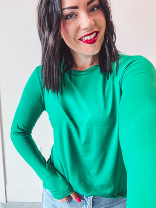 Karter Long Sleeve Top-Kelly Green