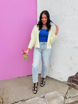 Cool Girl Striped Tank-Royal Blue