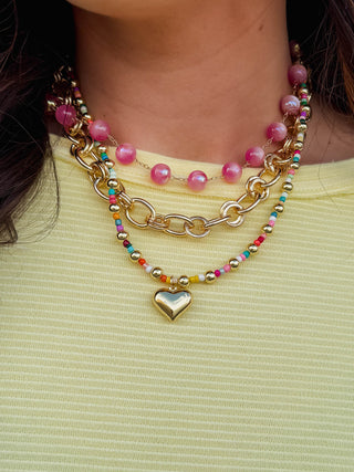 Candy Beaded Necklace-Fuchsia