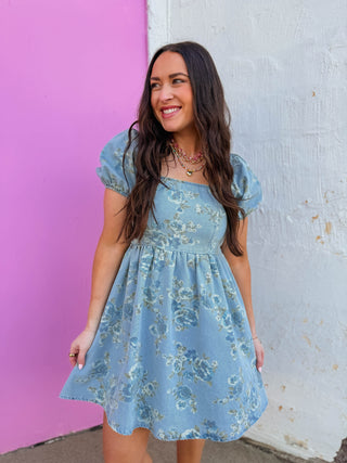 Indy Floral Denim Mini Dress