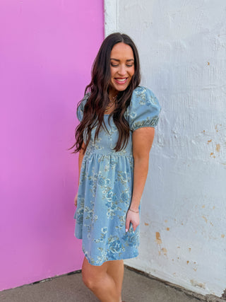 Indy Floral Denim Mini Dress