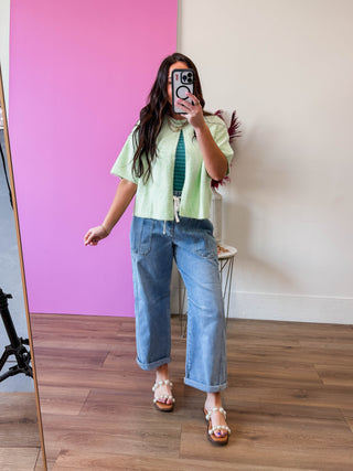 Cool Girl Striped Tank-Dusty Teal