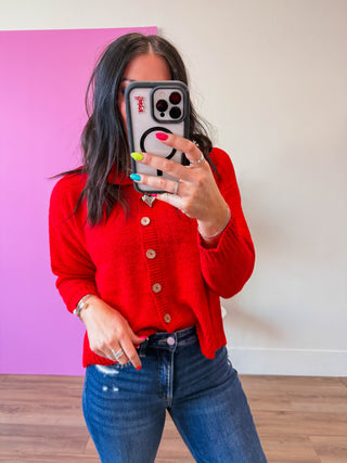 Sweet Comfort Cardigan-Poppy