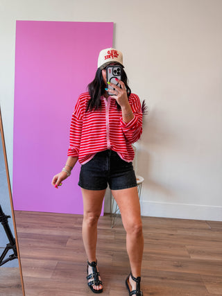 Marlie High Rise Denim Shorts-Washed Black