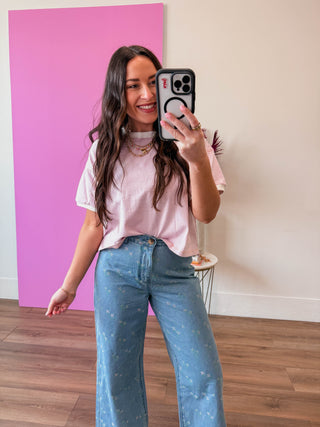 Line It Up Tee-Blush/Lavender