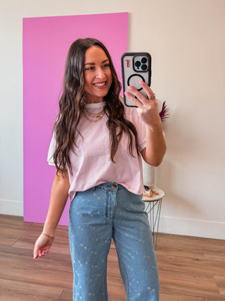 Line It Up Tee-Blush/Lavender