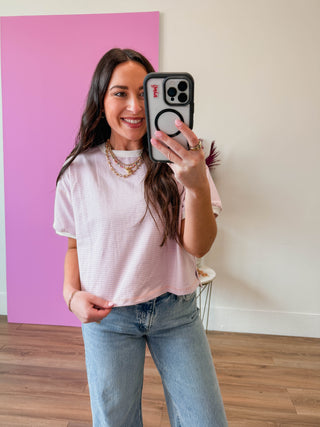 Line It Up Tee-Blush/Lavender