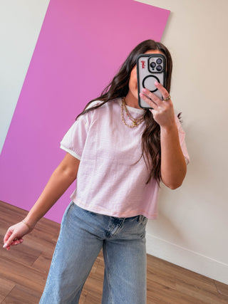 Line It Up Tee-Blush/Lavender