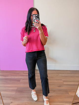 Line It Up Tee-Pink/Red