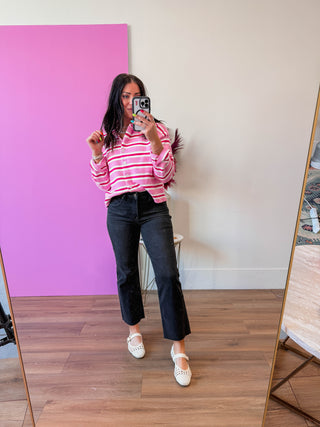 Everyday Edge Striped Cardigan-Pink Mix