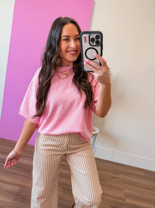 Harper Knit Top-Pink