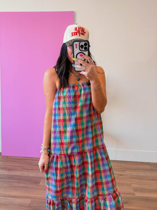 Colorburst Plaid Maxi Dress