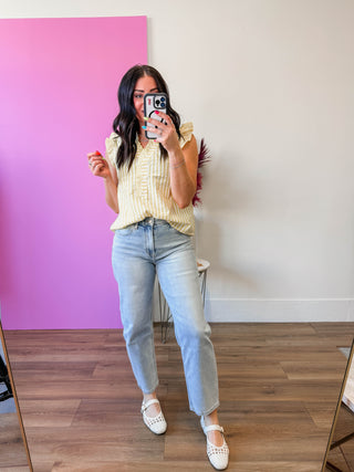 Mae Striped Top-Yellow