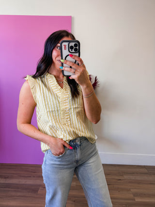 Mae Striped Top-Yellow