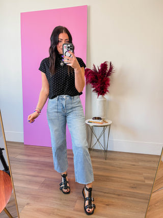 Ari Polka Dot Top-Black