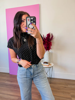 Ari Polka Dot Top-Black
