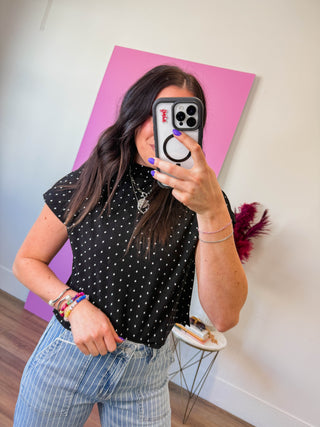 Ari Polka Dot Top-Black