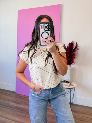 Ari Polka Dot Top-Cream