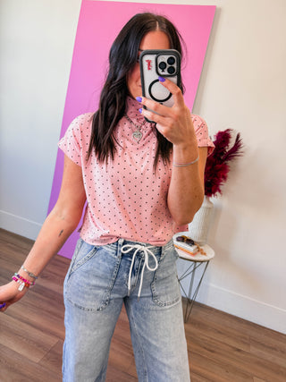 Ari Polka Dot Top-Pink