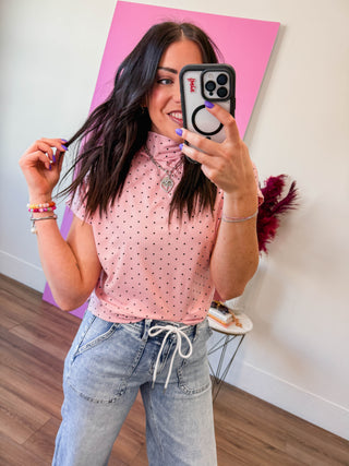 Ari Polka Dot Top-Pink