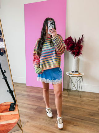 Pop Of Lace Satin Mini Skirt