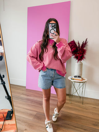 Paige Striped Pullover-Pink/Natural