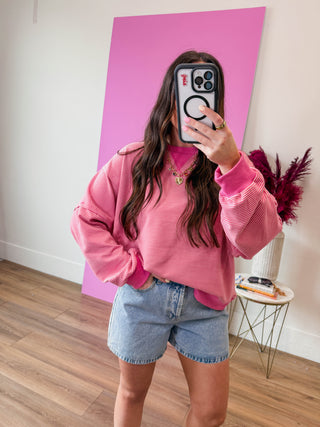 Paige Striped Pullover-Pink/Natural