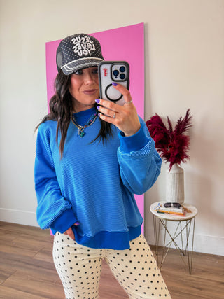 Paige Striped Pullover-Blue/Navy