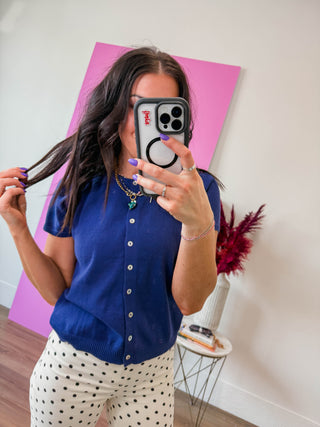 Shay Knit Top-Navy