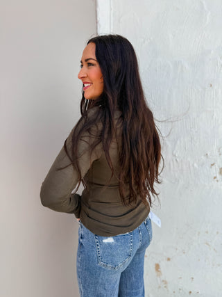 Lea Long Sleeve Top-Olive