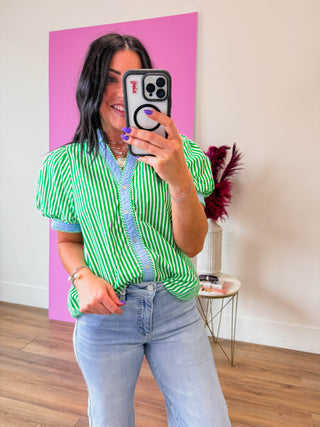 Kate Striped Top-Green