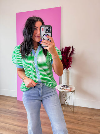 Kate Striped Top-Green