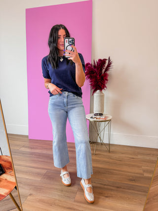 Carrie Knit Top-Navy