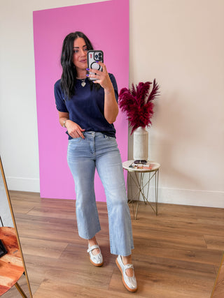 Carrie Knit Top-Navy