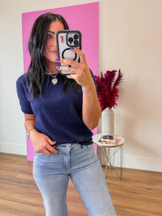 Carrie Knit Top-Navy