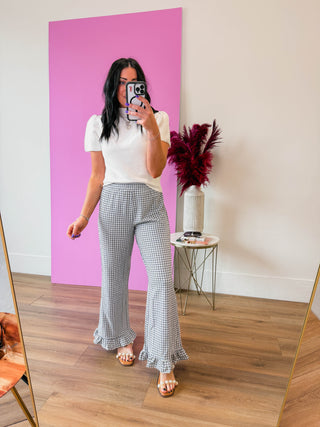 Remi Gingham Pants-Black