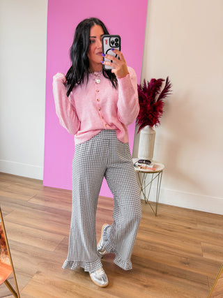 Remi Gingham Pants-Black