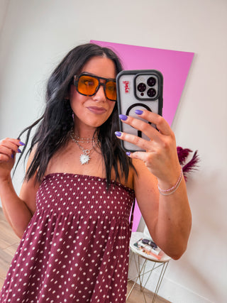 Ellen Retro Square Pilot Sunglasses-Tortoise/Orange