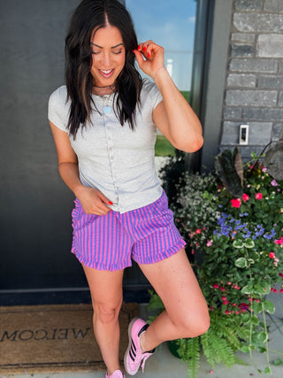 Bianca Button Down Tee-Heather Grey