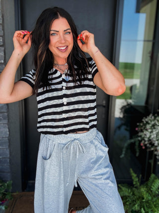 Masyn Striped Knit Top